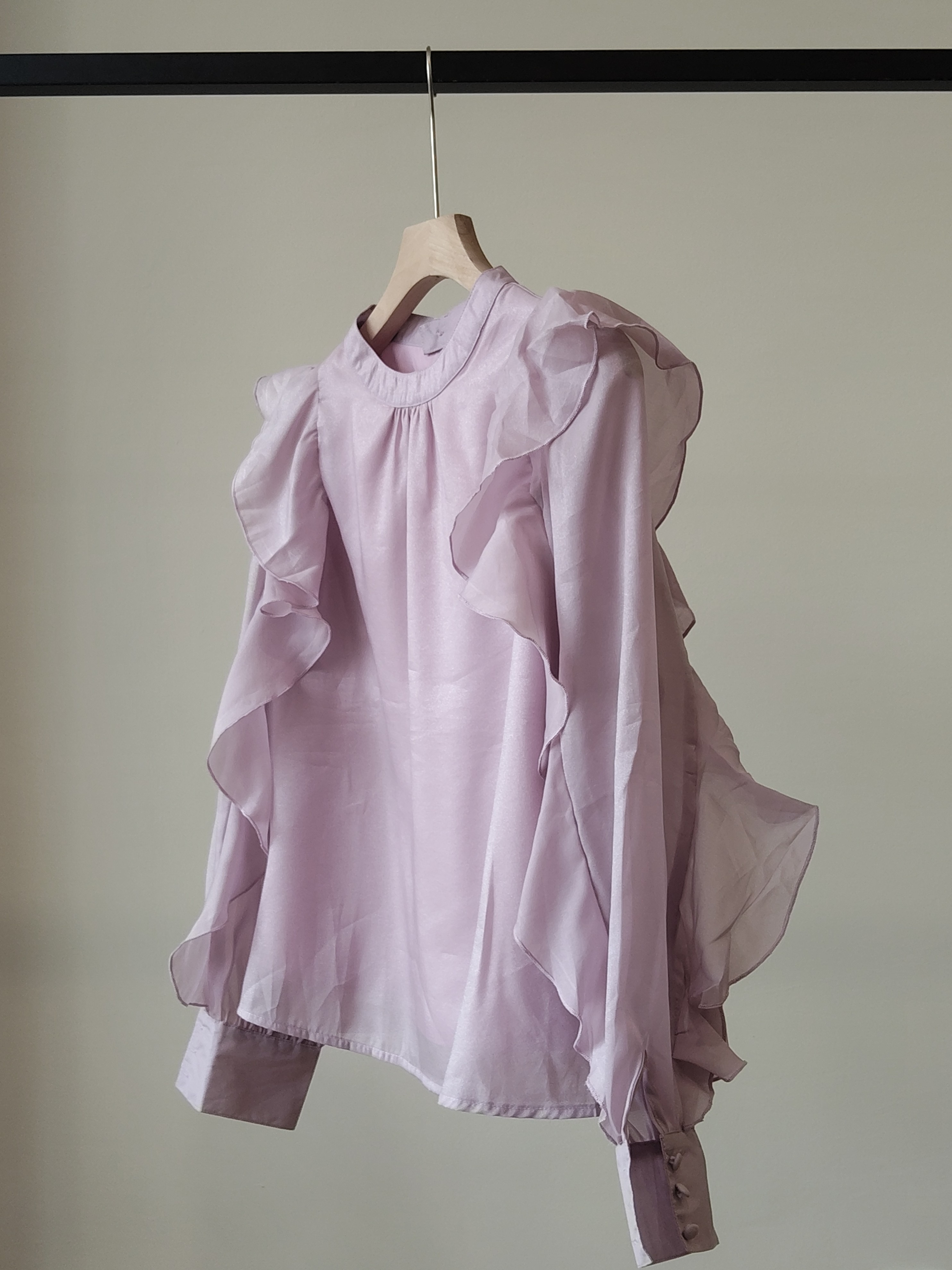 Valeska Pearlecent Ruffle Trim Top