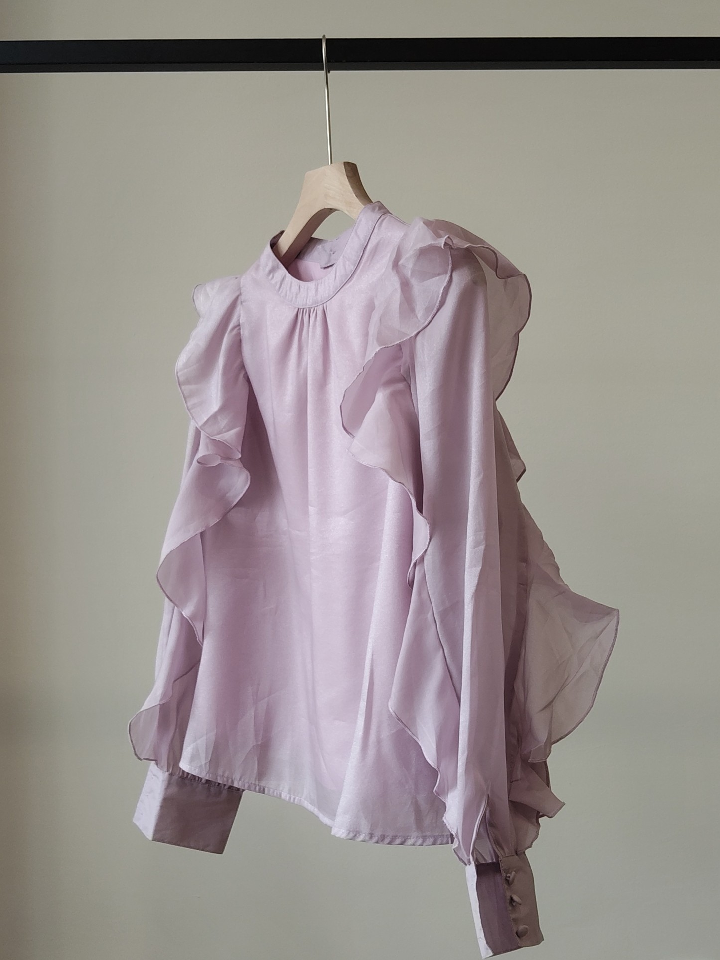 Valeska Pearlecent Ruffle Trim Top