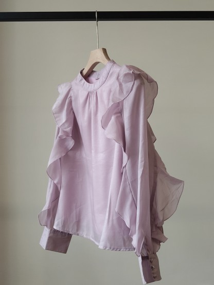 Valeska Pearlecent Ruffle Trim Top