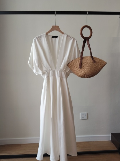 Violet Structured V-Neck Dress