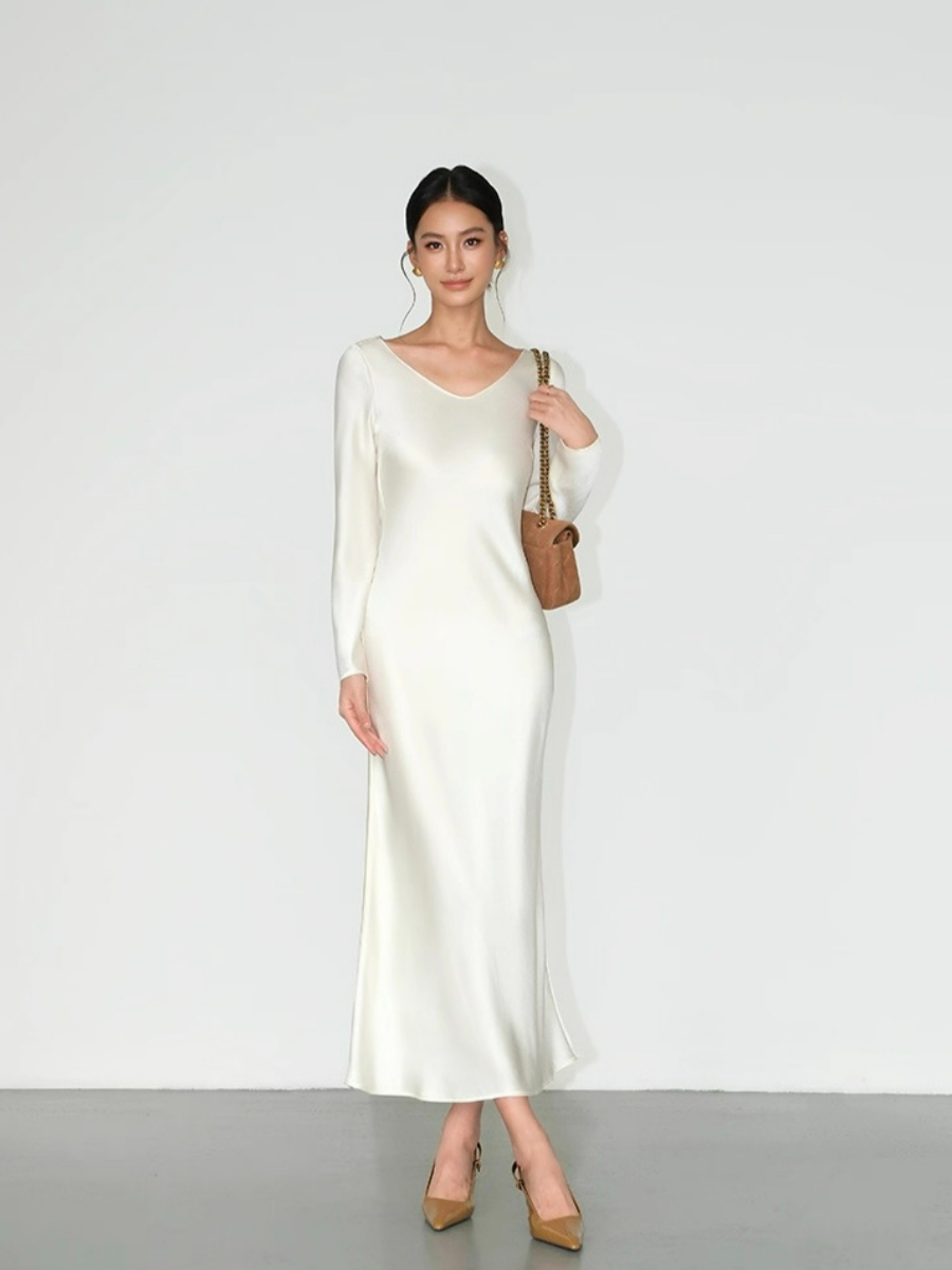 Lynnlee Long Sleeve Satin Dress