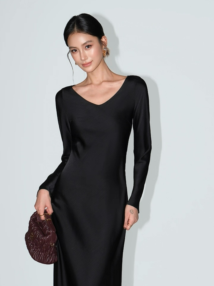 Lynnlee Long Sleeve Satin Dress