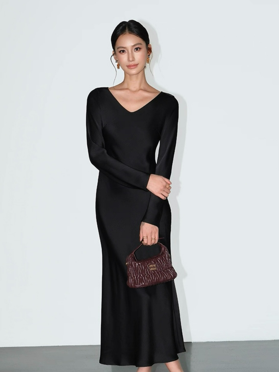 Lynnlee Long Sleeve Satin Dress