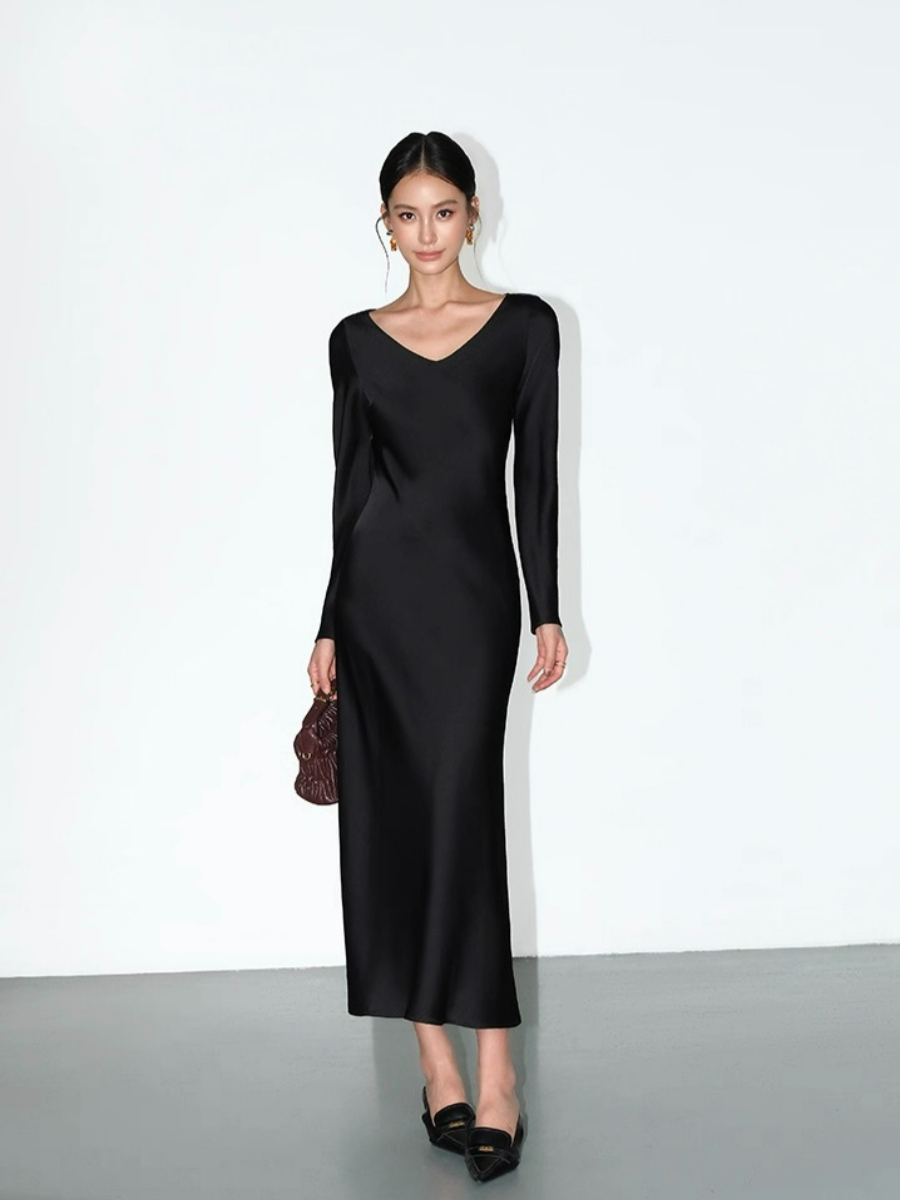 Lynnlee Long Sleeve Satin Dress