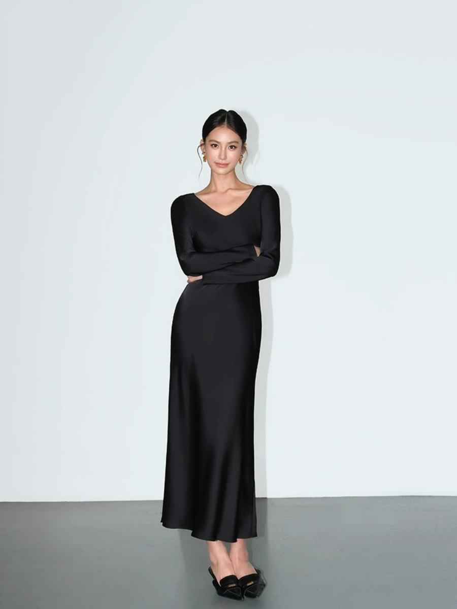 Lynnlee Long Sleeve Satin Dress