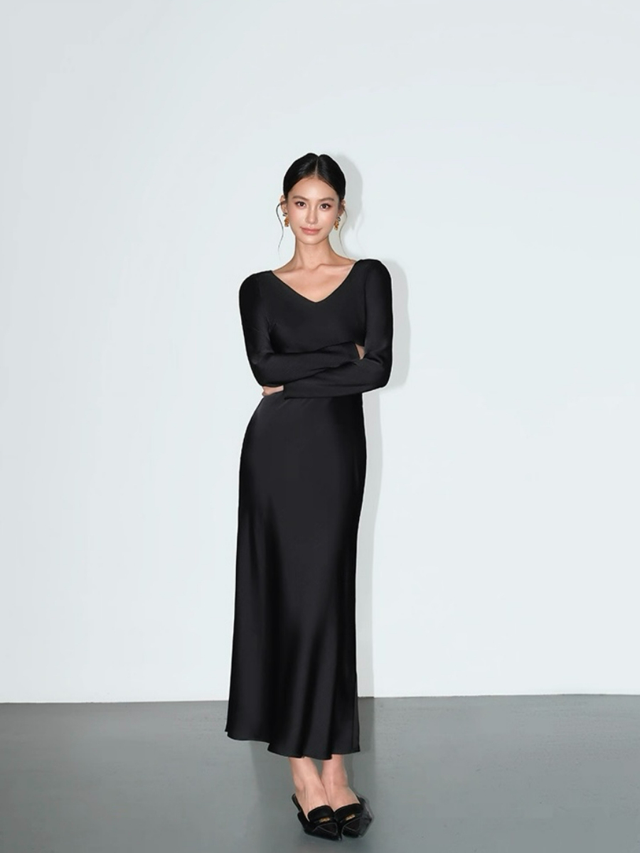 Lynnlee Long Sleeve Satin Dress