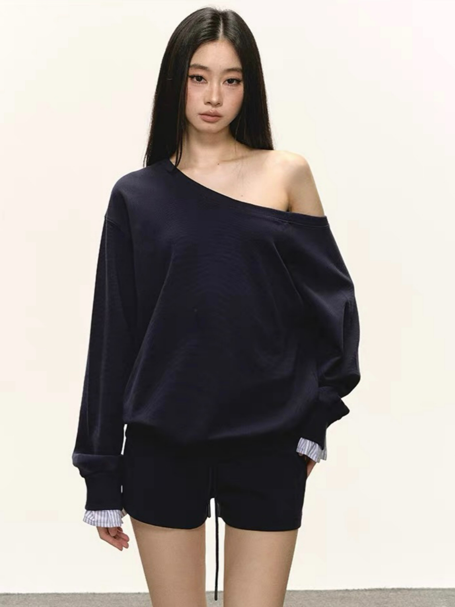 Debbie One Shoulder Sweatshirt & Shorts Set