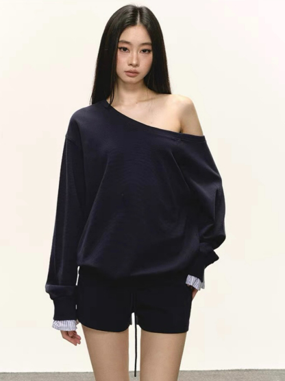 Debbie One Shoulder Sweatshirt & Shorts Set