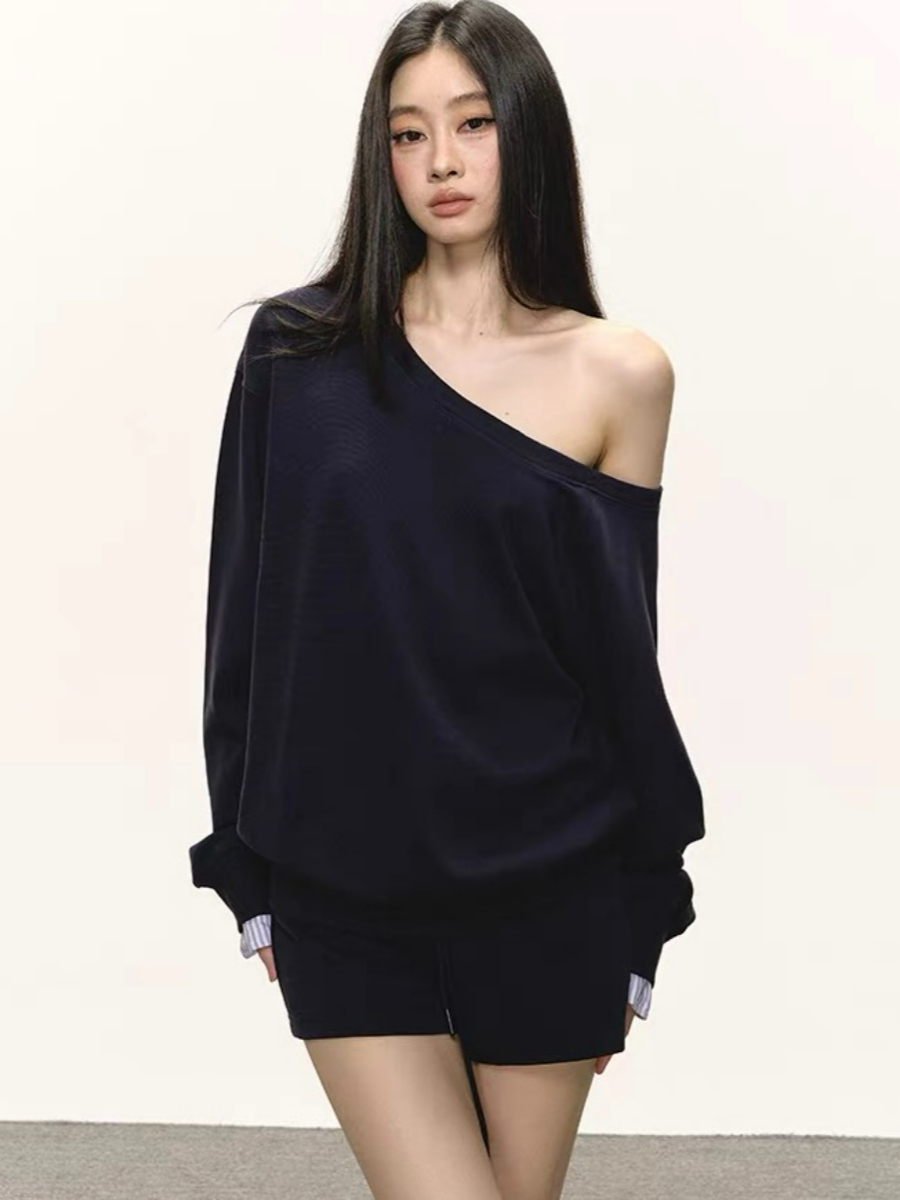 Debbie One Shoulder Sweatshirt & Shorts Set