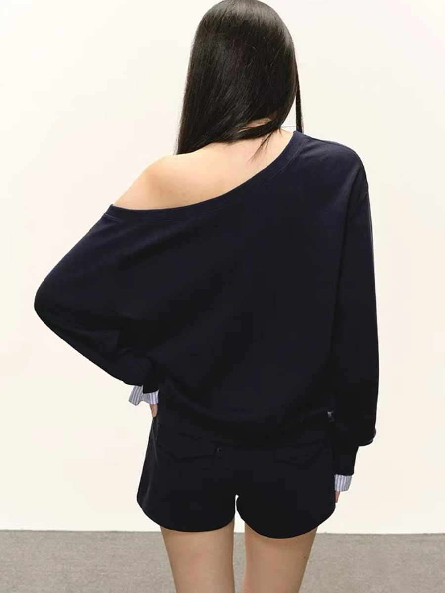 Debbie One Shoulder Sweatshirt & Shorts Set