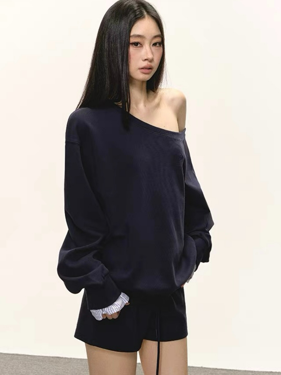 Debbie One Shoulder Sweatshirt & Shorts Set