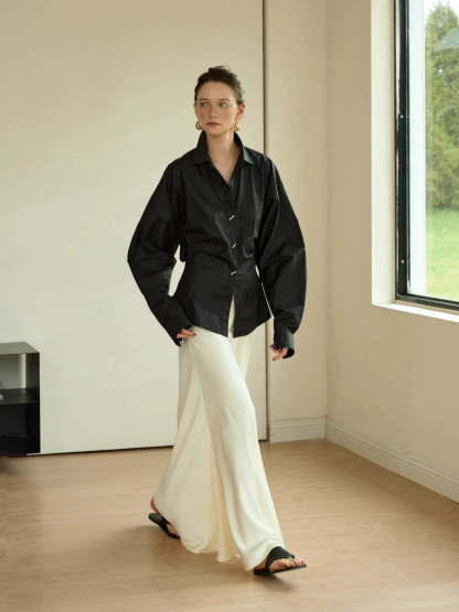 Yesania Waist Ruched Tailored Shirt (POS)