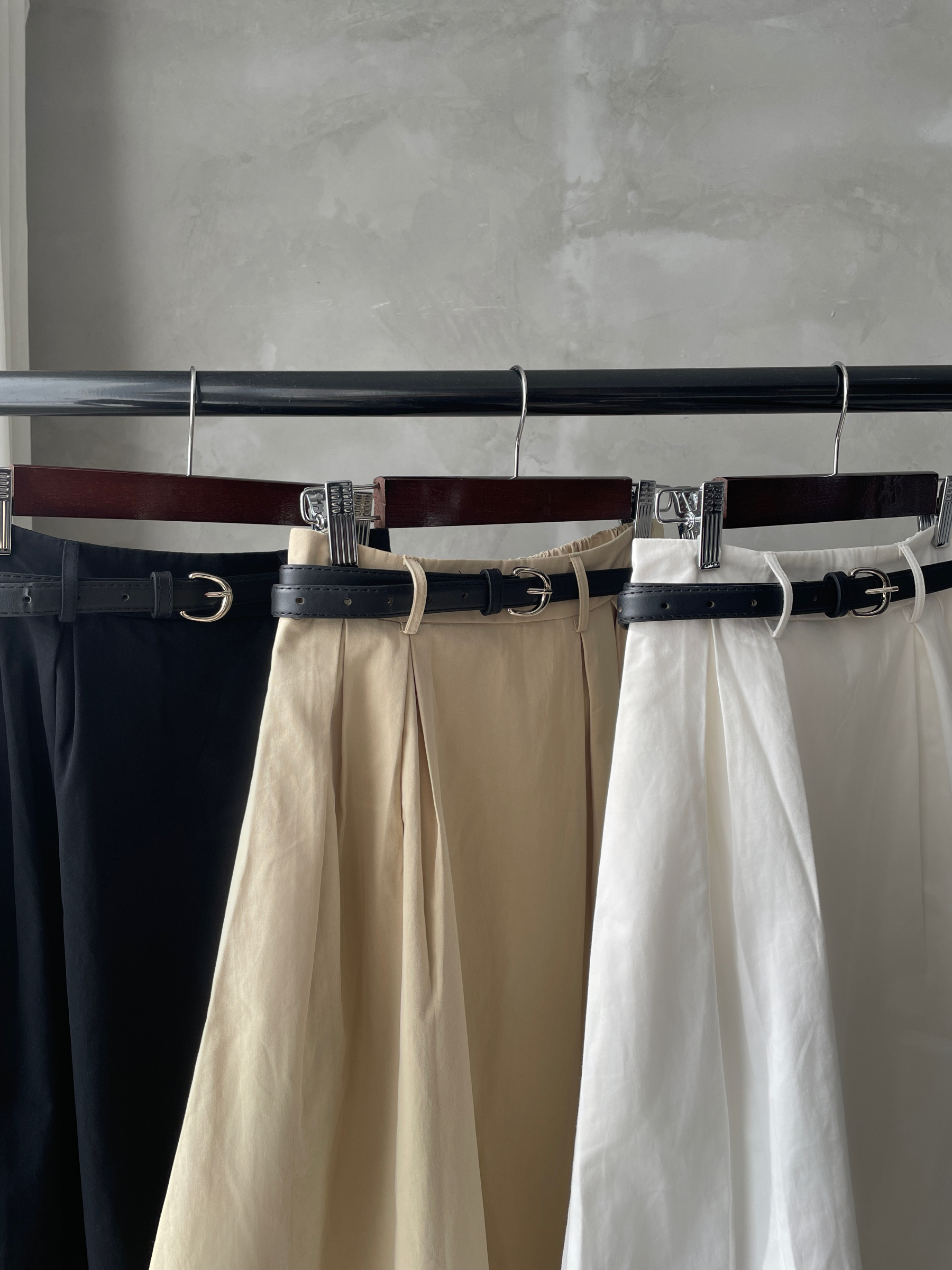 Hadriene Belted Cotton Skirt (Discounted-S, M, L size)-The Black Bow-