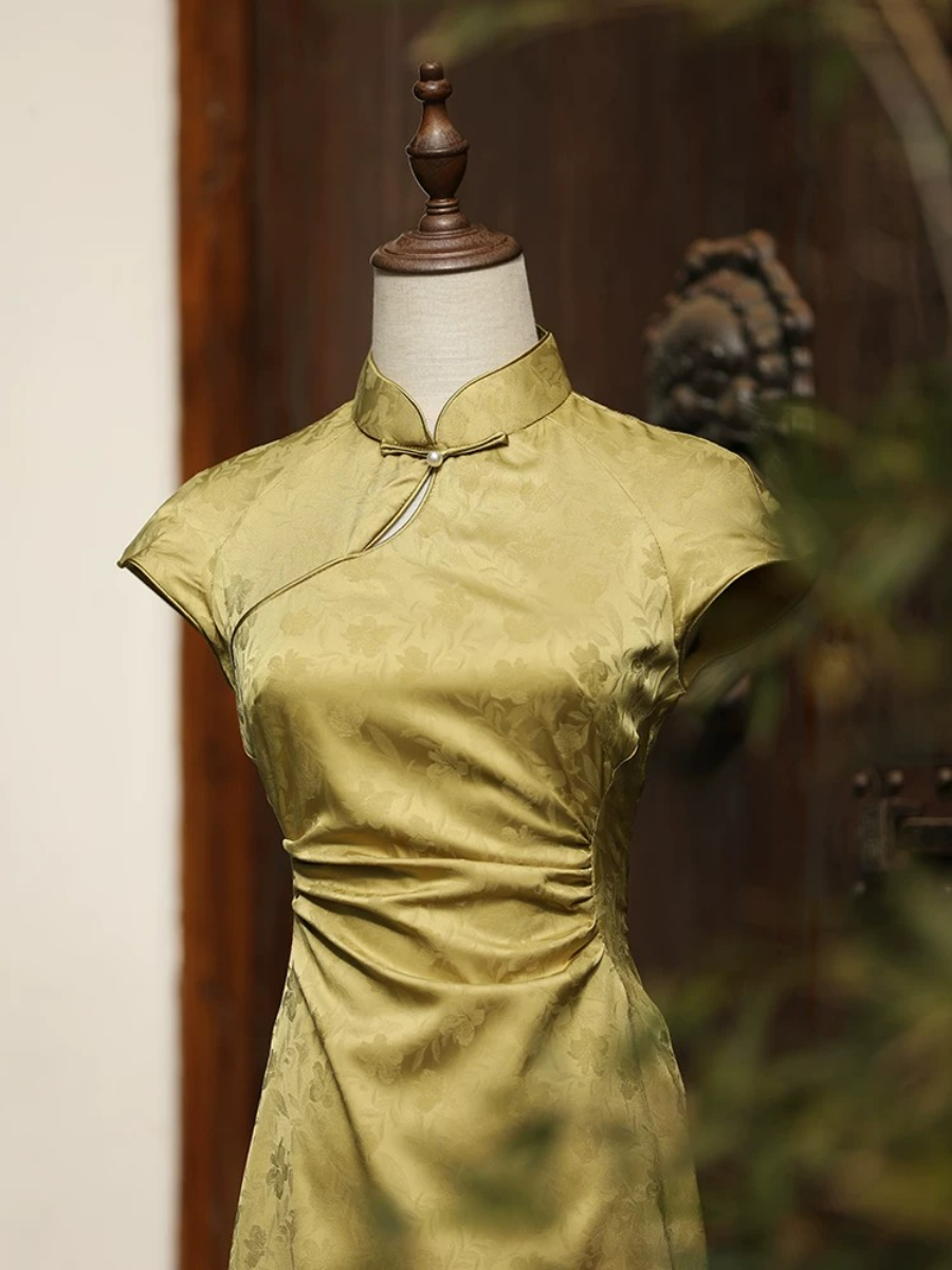 Shuang Ning Waist Ruched Cheongsam