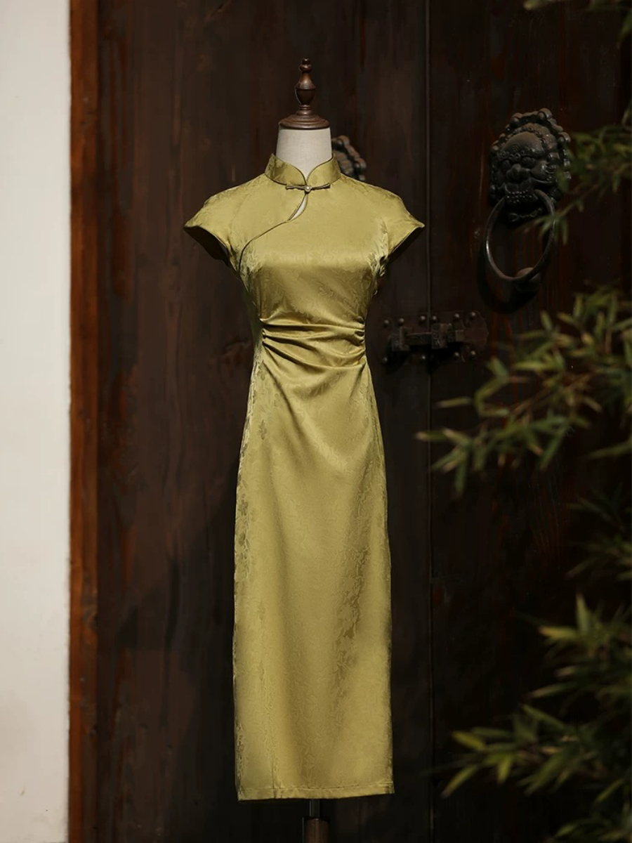 Shuang Ning Waist Ruched Cheongsam