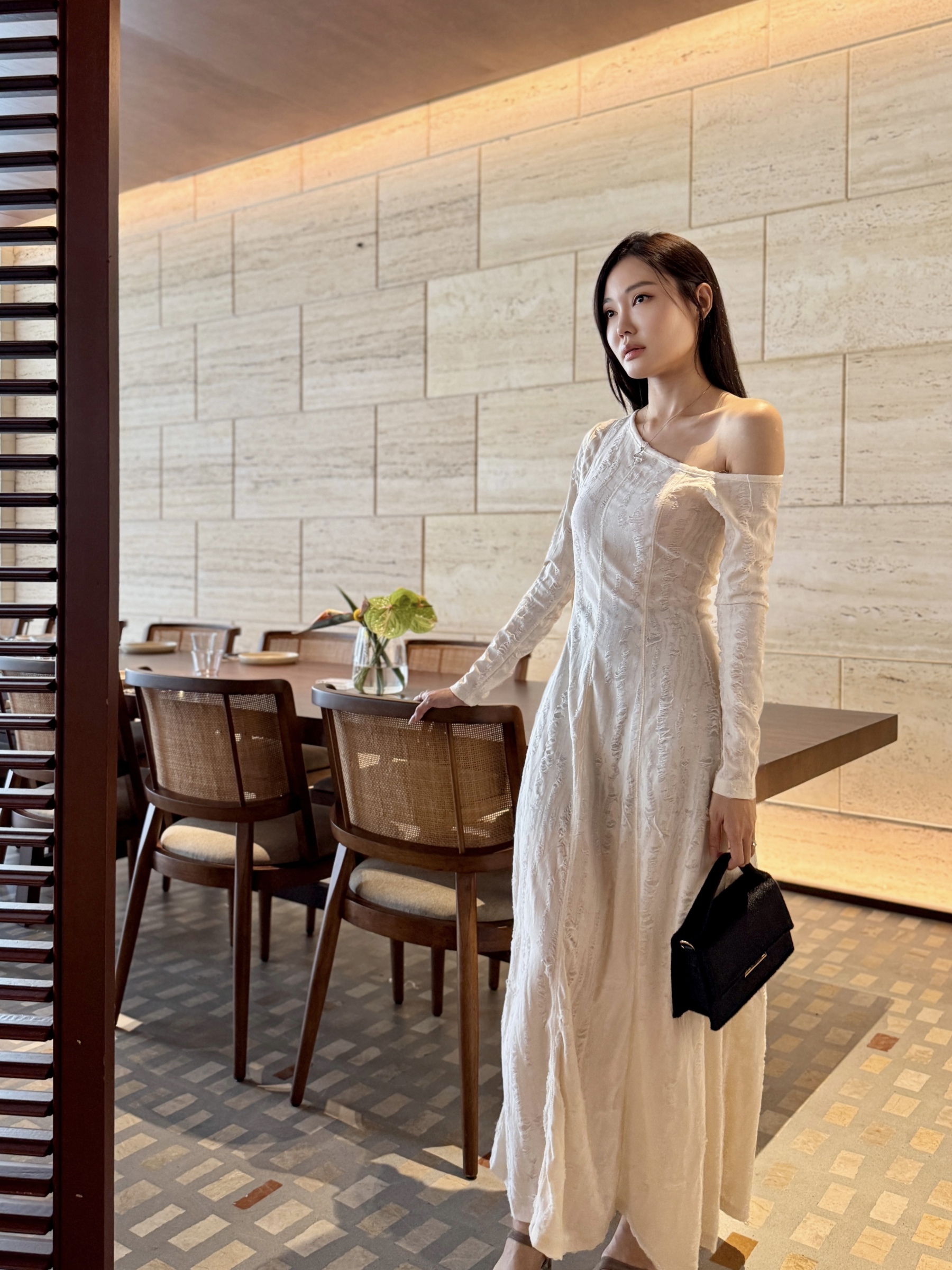 Arya Asymmetric Torn One Shoulder Maxi Dress