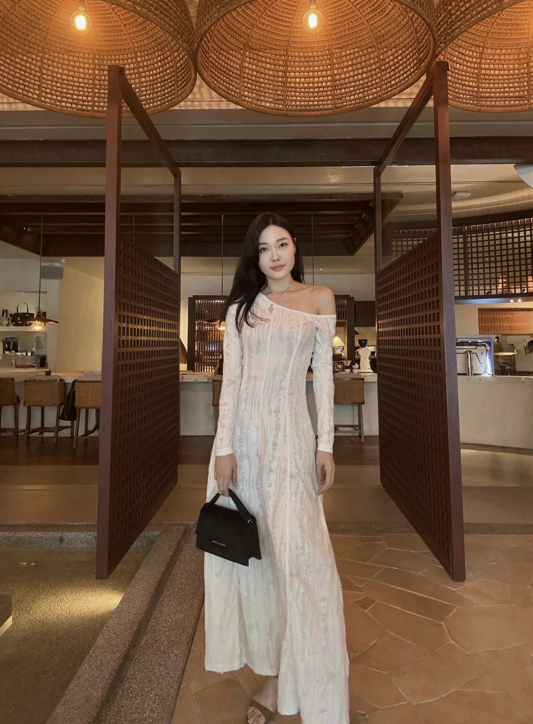 Arya Asymmetric Torn One Shoulder Maxi Dress