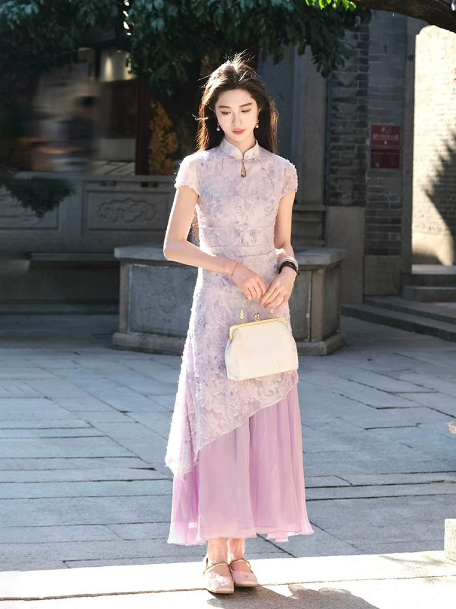 Shuang Ne Fake Two Piece Oriental Dress