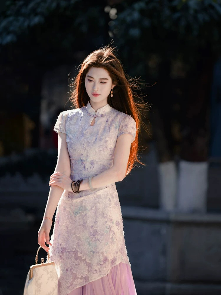 Shuang Ne Fake Two Piece Oriental Dress