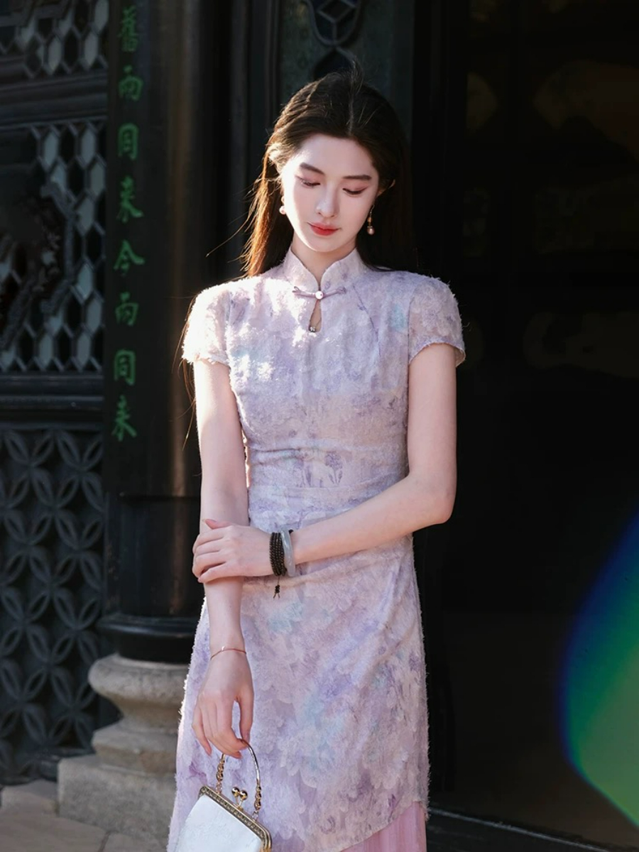 Shuang Ne Fake Two Piece Oriental Dress