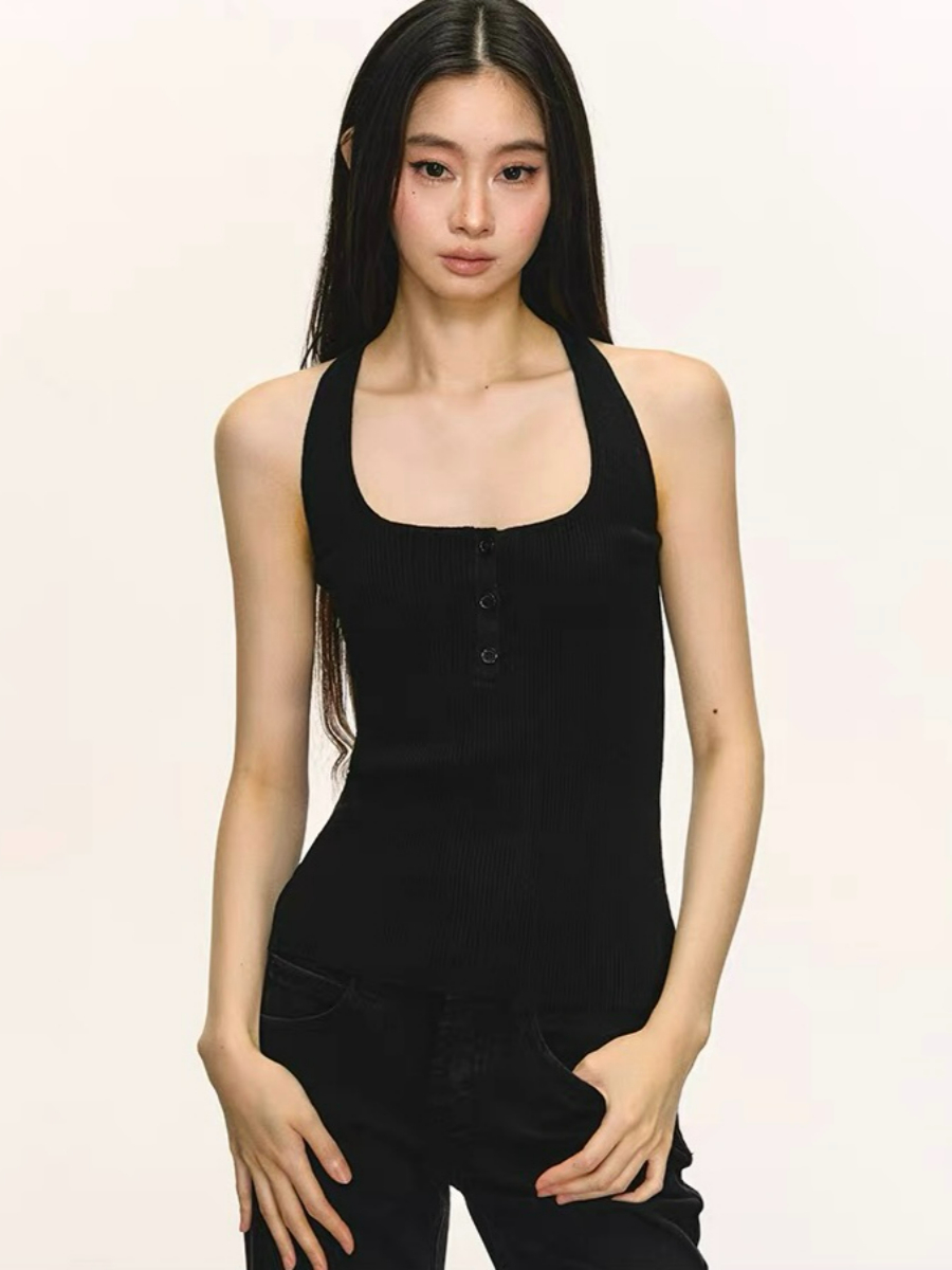 Derin Halter Neck Knit Top & Cardigan