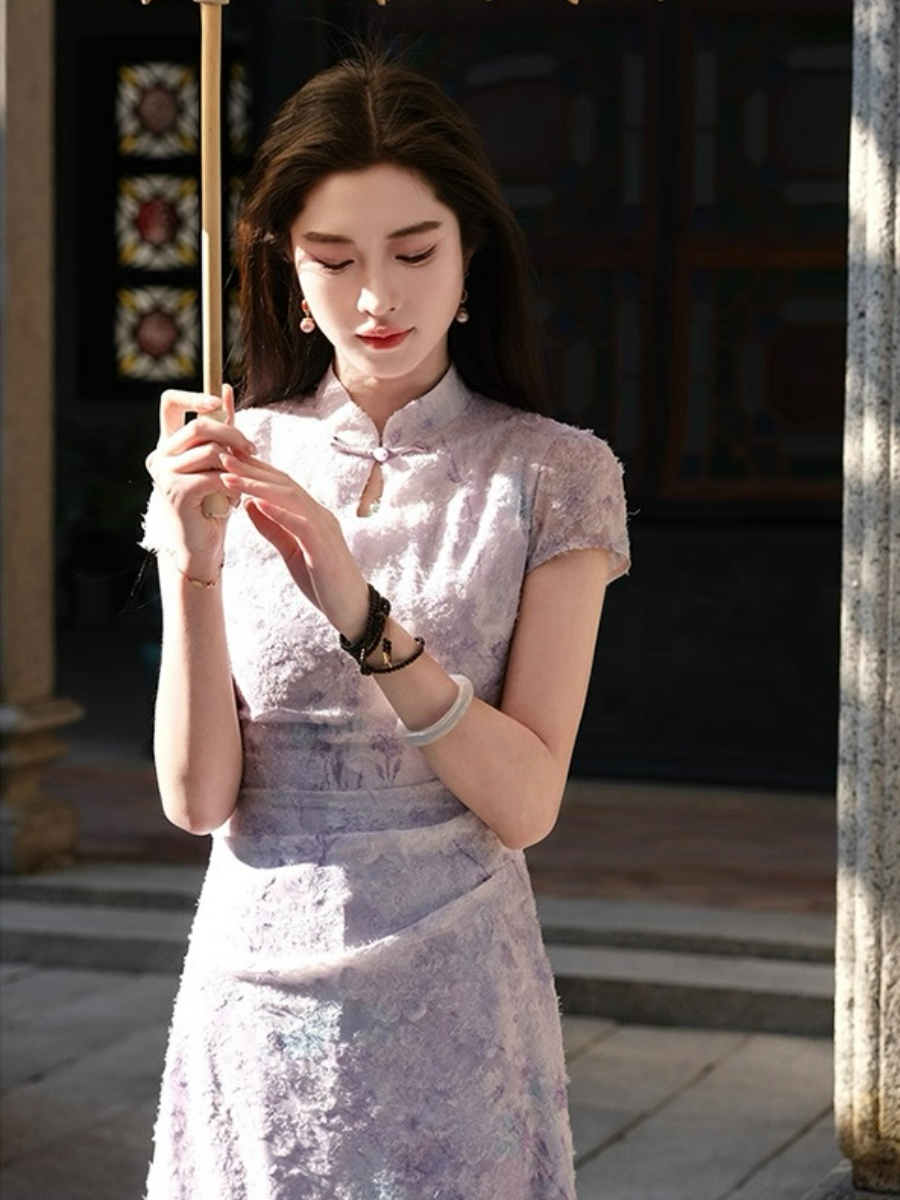 Shuang Ne Fake Two Piece Oriental Dress