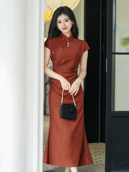 Shuang Hong A-Line Cheongsam