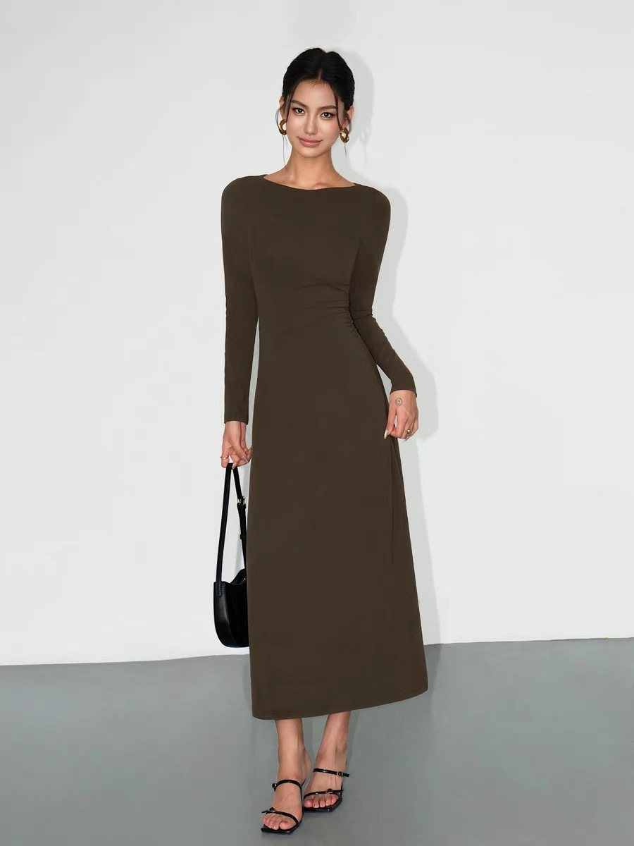 Brynleigh Boat Neck A-Line Knit Dress-The Black Bow-