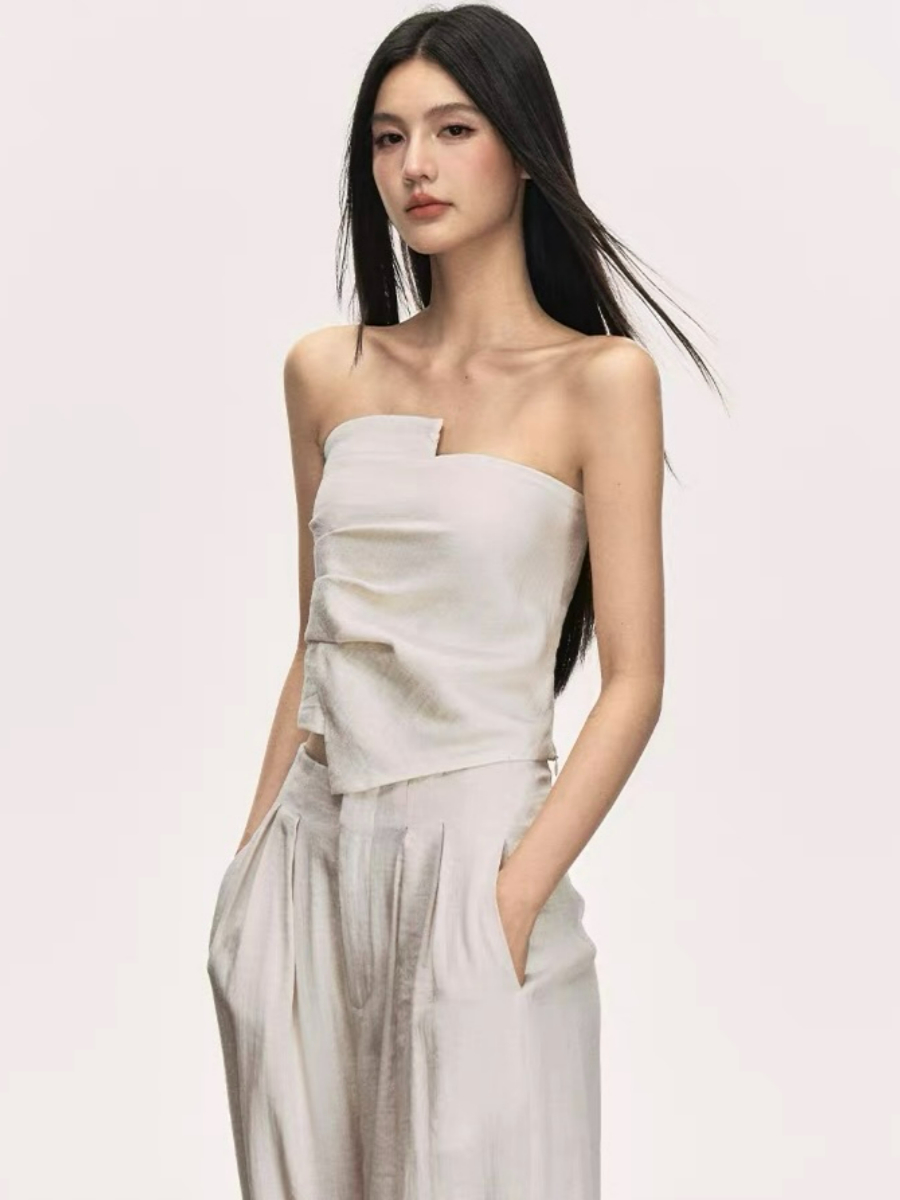 Delfyna Asymmetric Tube Top & Pants Set