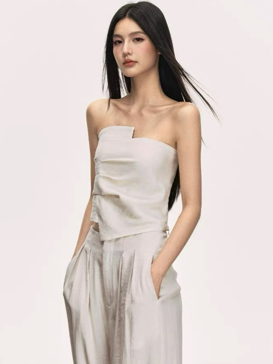 Delfyna Asymmetric Tube Top & Pants Set