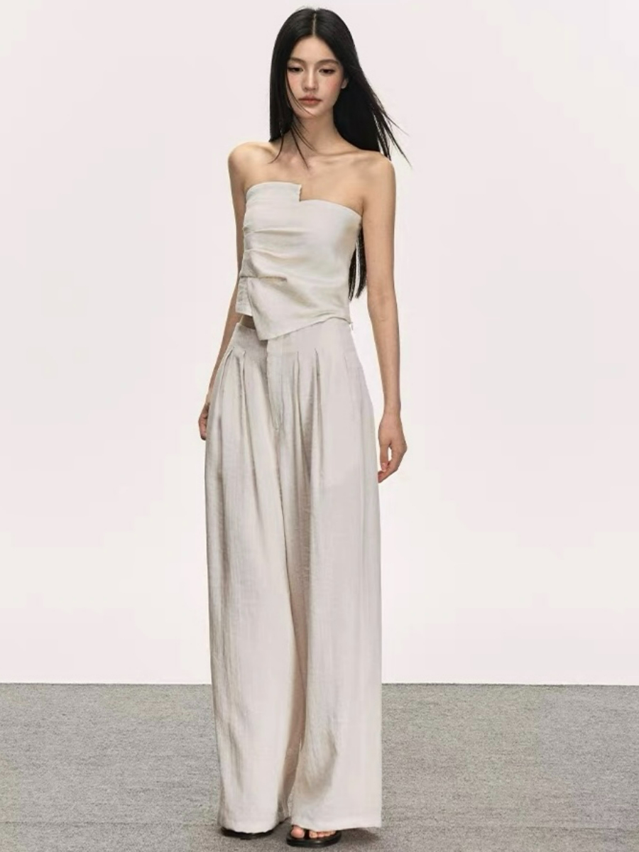 Delfyna Asymmetric Tube Top & Pants Set