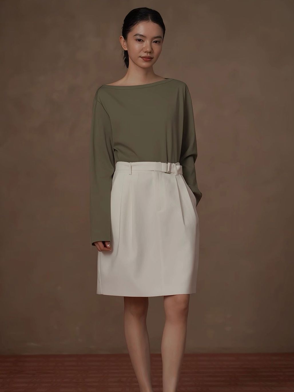 Ryless Belted A-Line Skirt