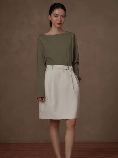 Ryless Belted A-Line Skirt