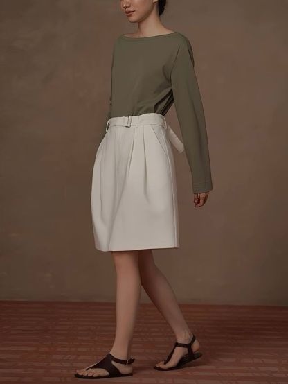 Ryless Belted A-Line Skirt