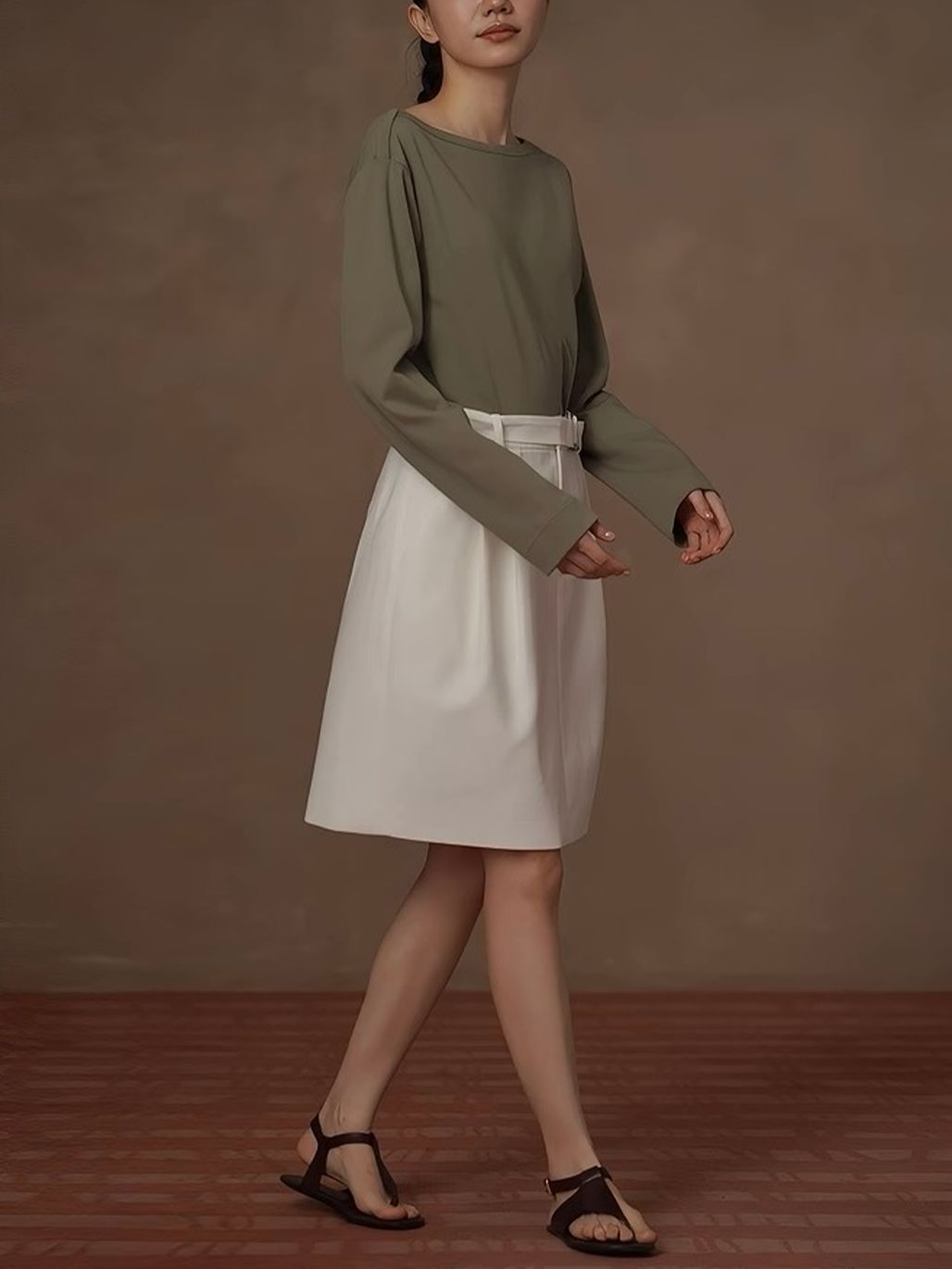 Ryless Belted A-Line Skirt