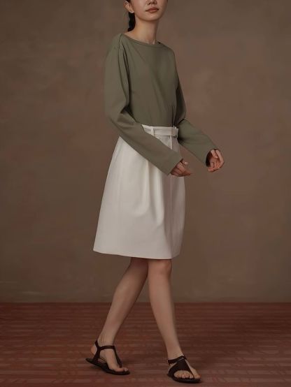 Ryless Belted A-Line Skirt