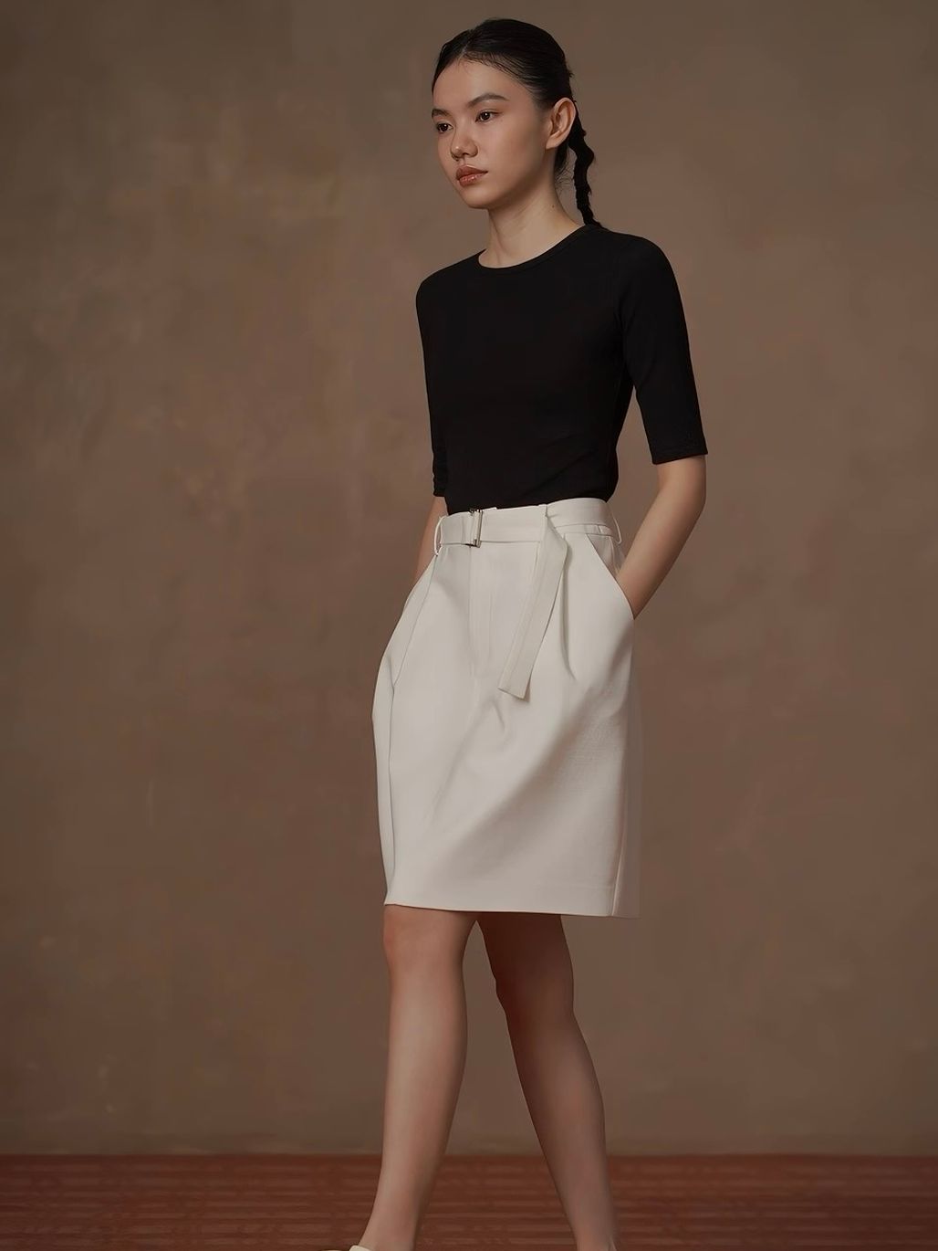Ryless Belted A-Line Skirt