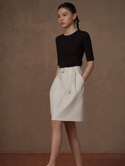 Ryless Belted A-Line Skirt