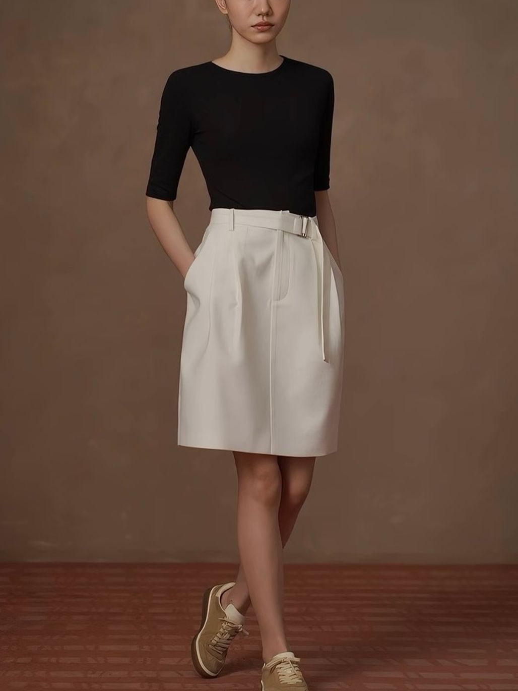 Ryless Belted A-Line Skirt