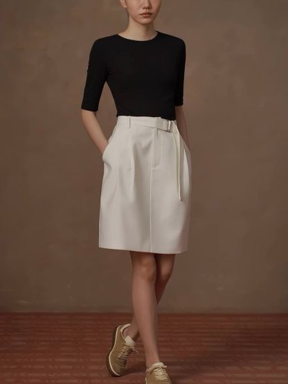 Ryless Belted A-Line Skirt