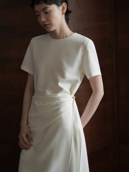 Reeze Waist Wrap Tea-Length Dress