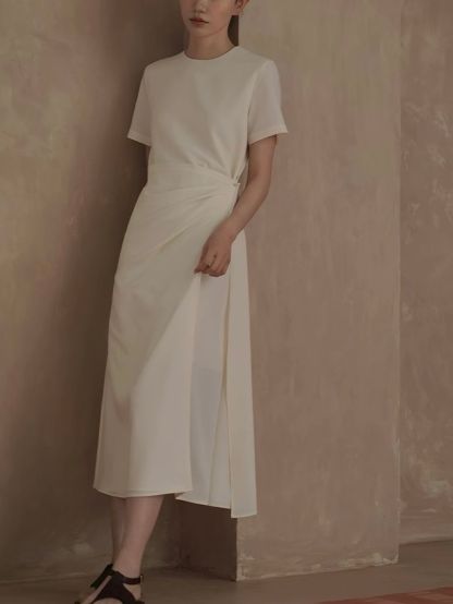 Reeze Waist Wrap Tea-Length Dress