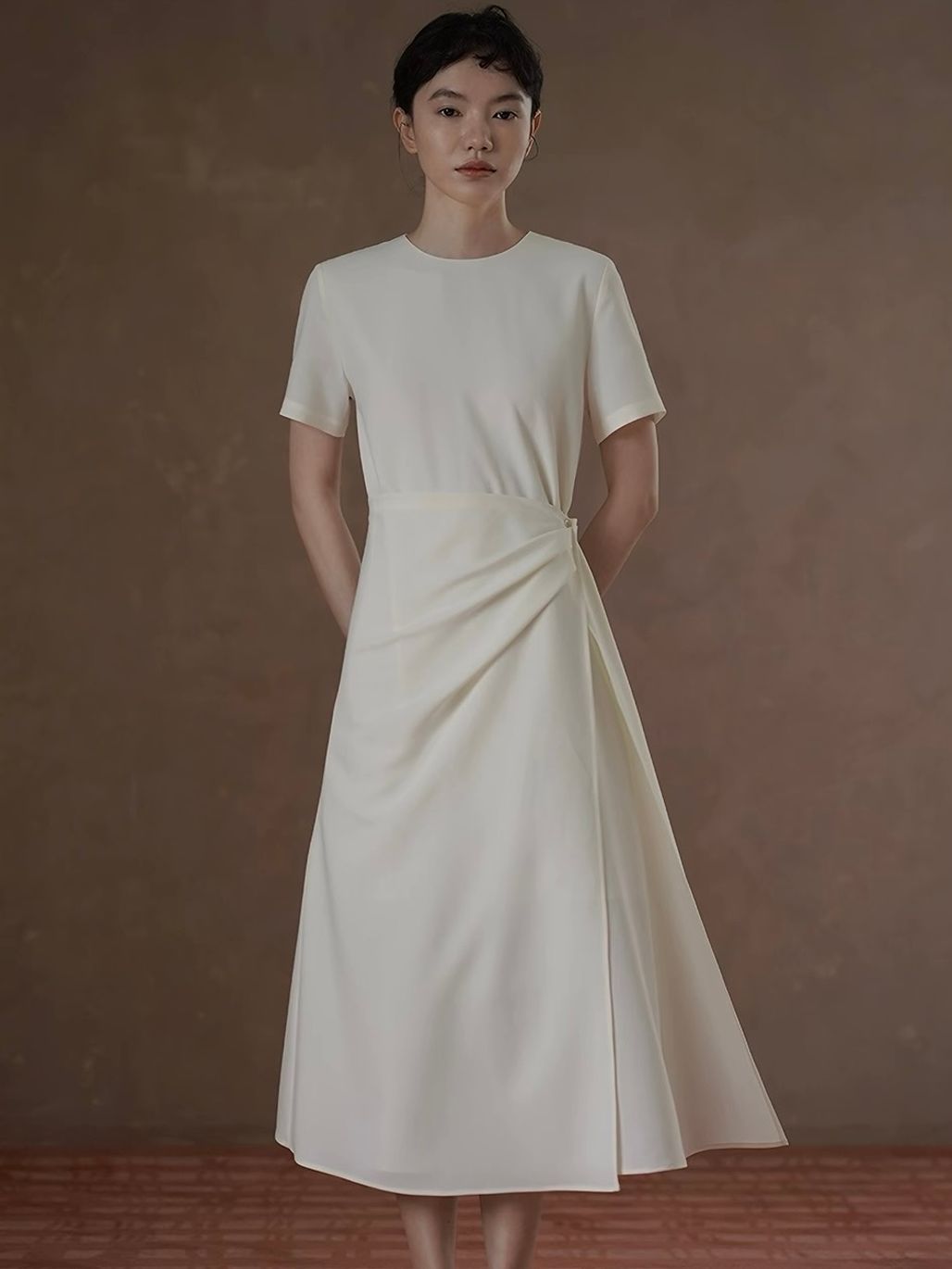 Reeze Waist Wrap Tea-Length Dress