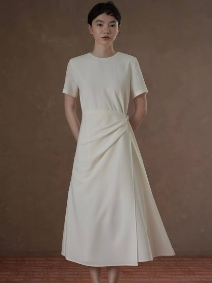 Reeze Waist Wrap Tea-Length Dress