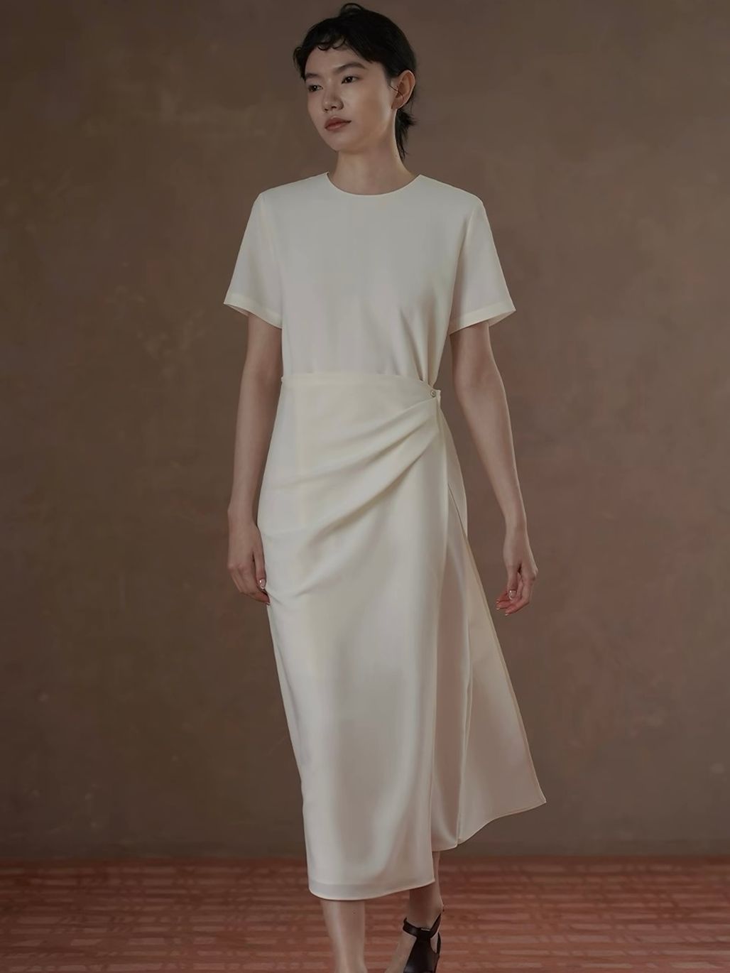 Reeze Waist Wrap Tea-Length Dress