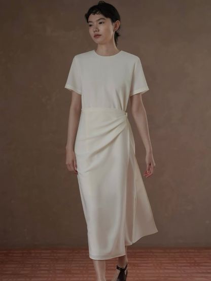 Reeze Waist Wrap Tea-Length Dress