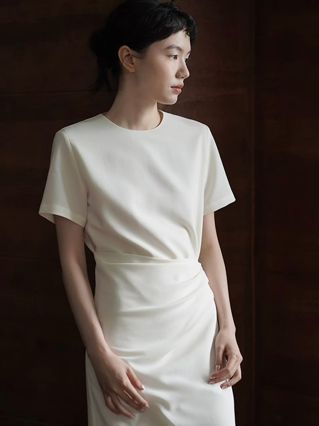 Reeze Waist Wrap Tea-Length Dress