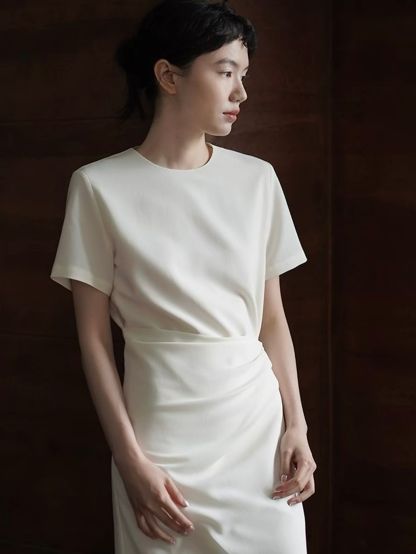 Reeze Waist Wrap Tea-Length Dress