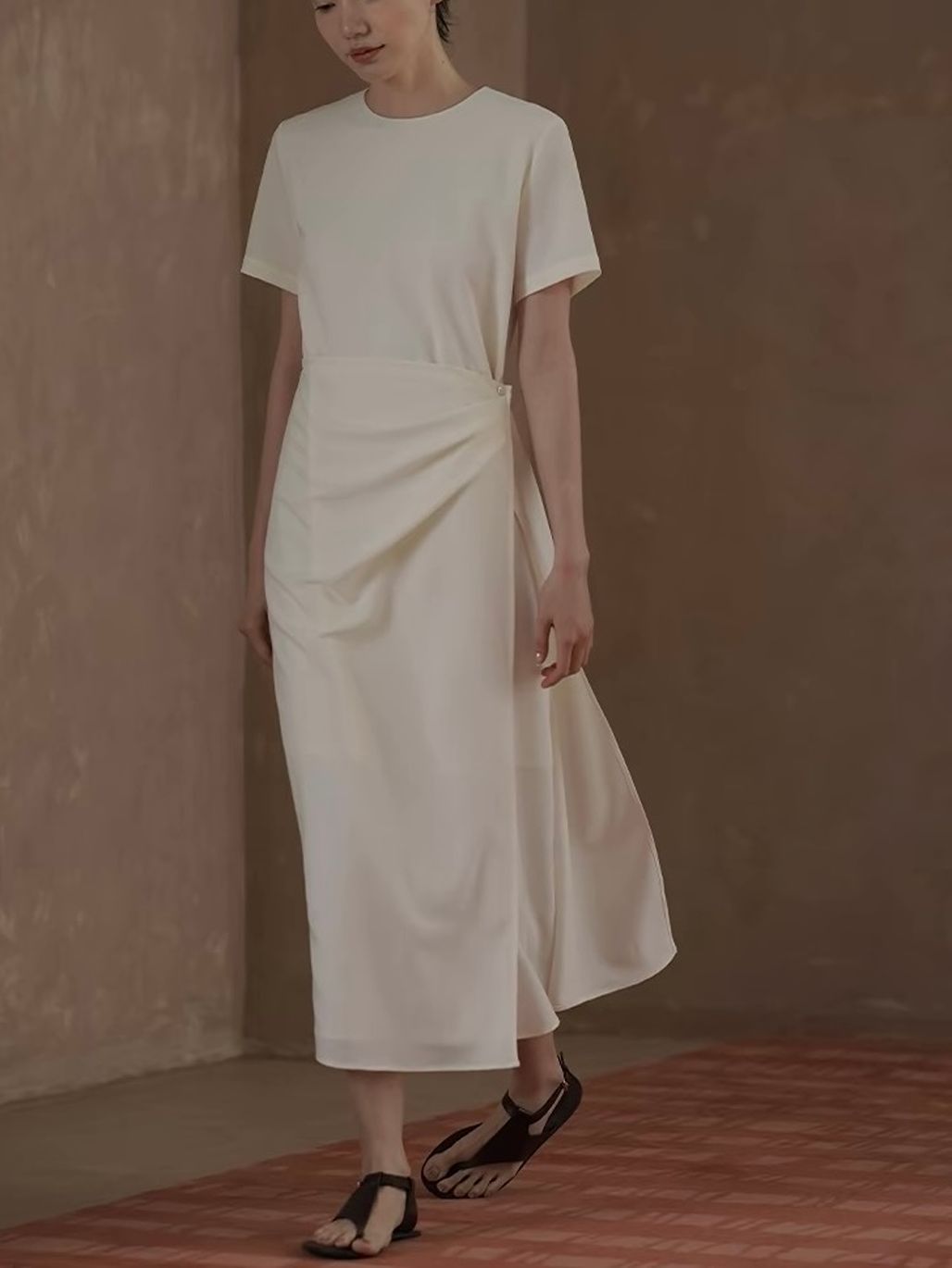Reeze Waist Wrap Tea-Length Dress
