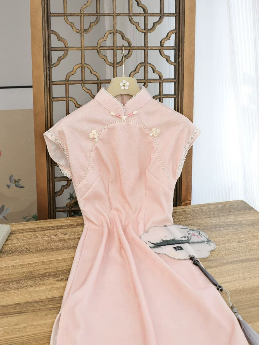 Shuang Re Cap Sleeve Cheongsam